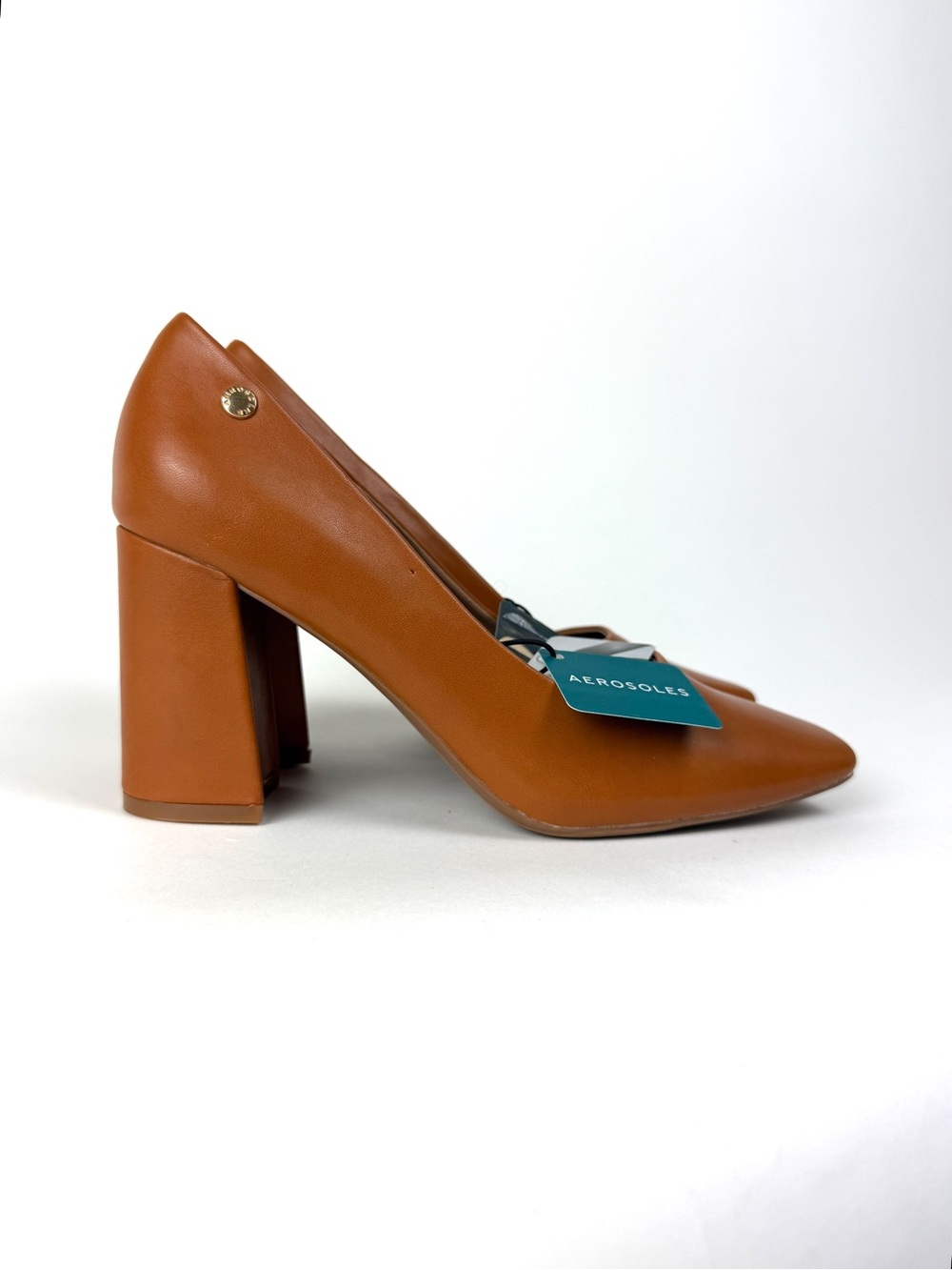 Aerosoles Kiera Tan Block Heel Pump Sz9 In Carmel -Women's Work Shoe NWT